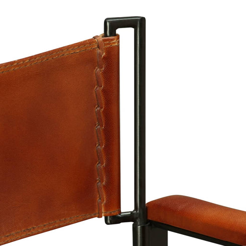 Swen Studio -  Folding Chairs 2 pcs Black and Brown Real Leather